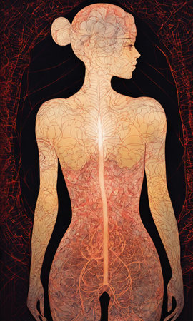 Psychedelic photo of a woman. Abstract Illustration. Vector illustration. ai generative.の素材