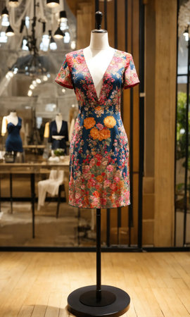 mini dress with low neckline on a mannequin. ai generative.の素材