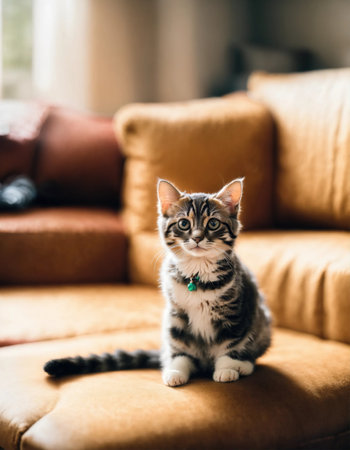 Cute little bengal kitten sitting. ai generative.の素材