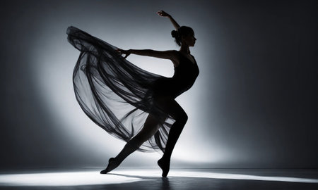 Beautiful ballerina in long dress dancing. ai generative.の素材