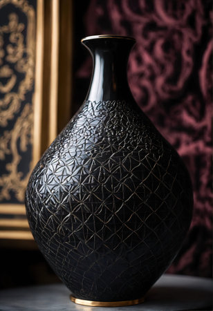 old vintage clay pot with a beautiful pattern. ai generative.の素材