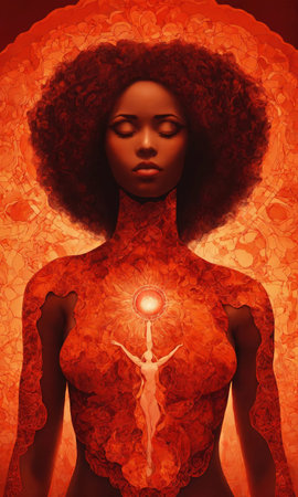 Psychedelic photo of a woman. Abstract Illustration. Vector illustration. ai generative.の素材