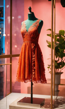 mini dress with low neckline on a mannequin. ai generative.の素材