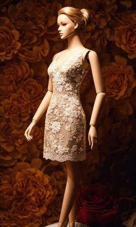 mini dress with low neckline on a mannequin. ai generative.の素材