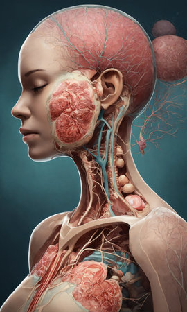 Psychedelic photo of a woman. Abstract Illustration. Vector illustration. ai generative.の素材