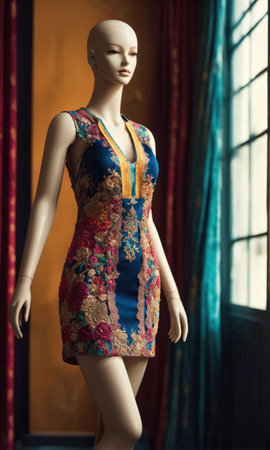 mini dress with low neckline on a mannequin. ai generative.の素材