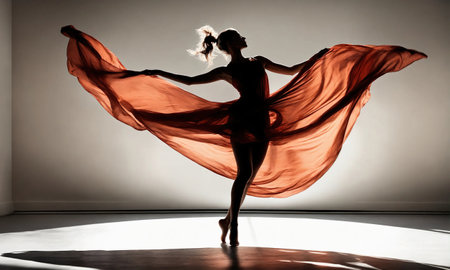 Beautiful ballerina in long dress dancing. ai generative.の素材