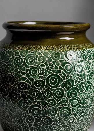 old vintage clay pot with a beautiful pattern. ai generative.の素材