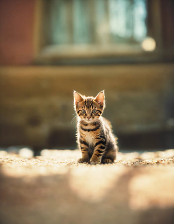 Cute little bengal kitten sitting. ai generative.の素材