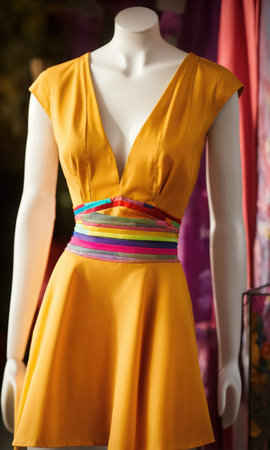 mini dress with low neckline on a mannequin. ai generative.の素材