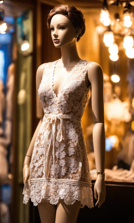 mini dress with low neckline on a mannequin. ai generative.の素材