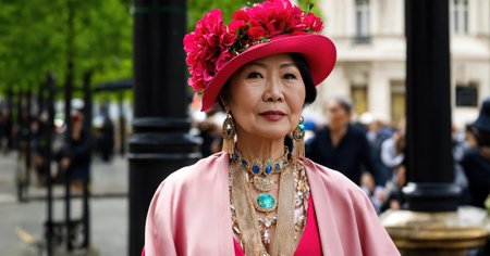 60 year old Asian female model in Paris Fashion Week. ai generative.の素材