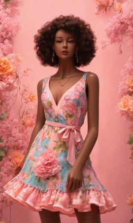 mini dress with low neckline on a mannequin. ai generative.の素材