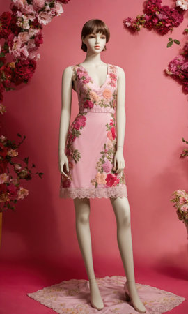 mini dress with low neckline on a mannequin. ai generative.の素材
