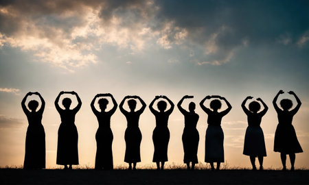Group of african american women posing in studio. Fashion shot. ai generative.の素材