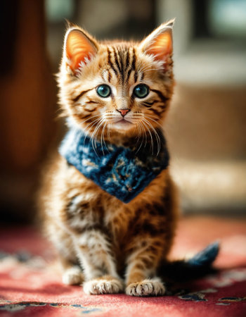 Cute little bengal kitten sitting. ai generative.の素材