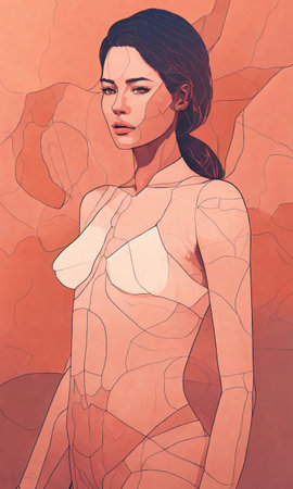 Psychedelic photo of a woman. Abstract Illustration. Vector illustration. ai generative.の素材