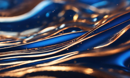 abstract background with golden and blue paint splashes. ai generative.の素材