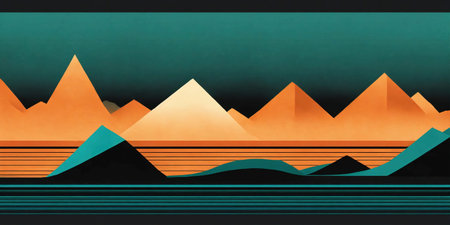 abstract background with orange and blue waves. ai generative.の素材