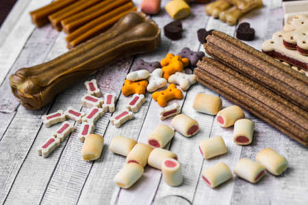 Dog treats and biscuitsの写真素材