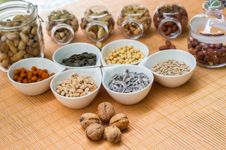 Collection of Jelly and nuts. A collection of different nuts. Legume familyの写真素材