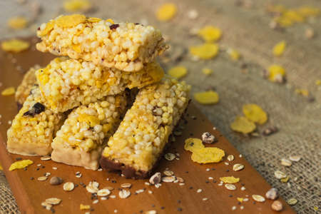 Healthy granola bars and cerealsの写真素材