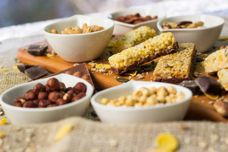 Granola bars with healthy nuts and dried fruits