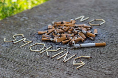 No smoking! Tobacco use and smoking are very dangerous addictions which commonly cause a wide variety of diseases, cancer and death.の写真素材