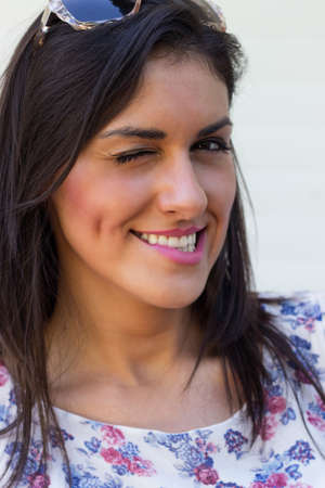 Close up young woman laughingの写真素材