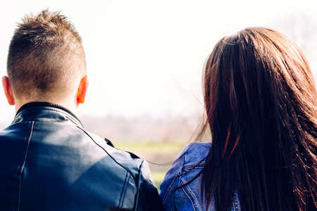 Beautiful couple enjoying in the beautiful spring dayの写真素材