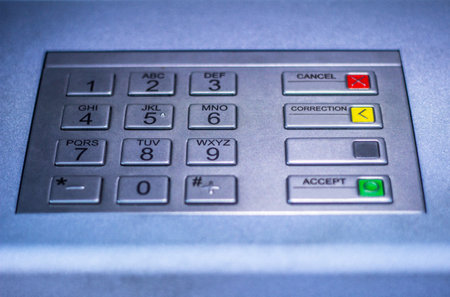 Pin enter display with number buttonsの写真素材