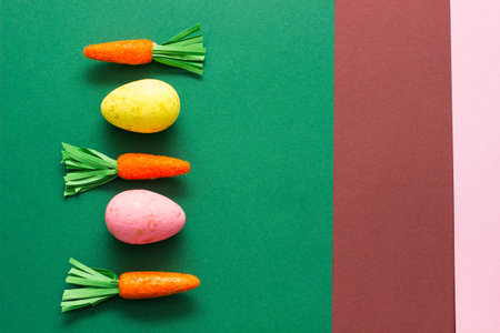 Happy Easter. Easter Eggs on color Backgroundの写真素材