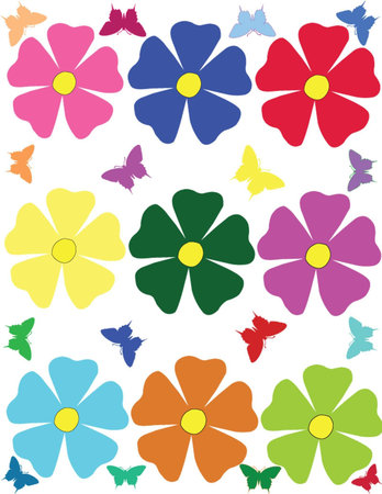 flower and the butterfly vectorのイラスト素材