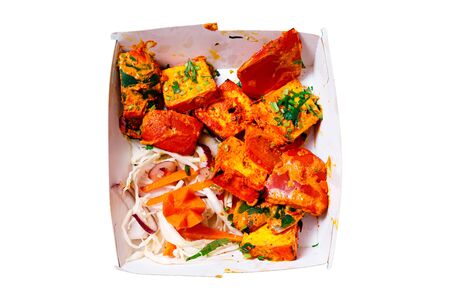 Indian food on a white background, photo for menuの写真素材