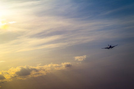 The plane is in the sky, the plane is landing