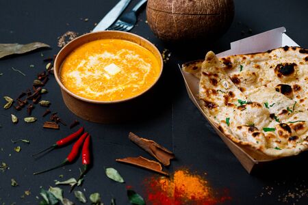 Indian food and spicy spices, stylish photos for the menuの写真素材