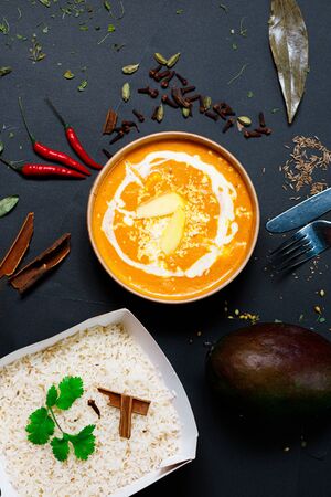 Indian food and spicy spices, stylish photos for the menuの写真素材