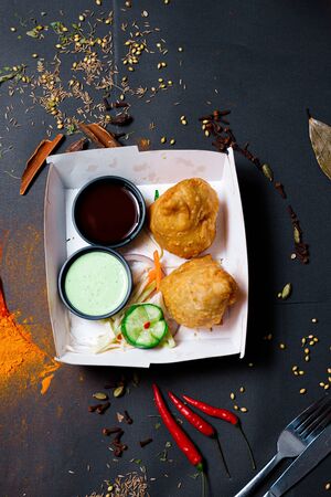 Indian food and spicy spices, stylish photos for the menuの写真素材