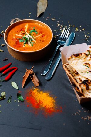 Indian food and spicy spices, stylish photos for the menuの写真素材