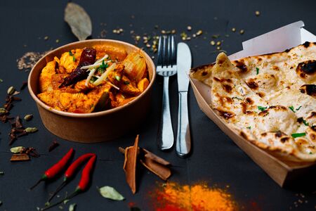 Indian food and spicy spices, stylish photos for the menuの写真素材