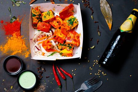 Indian food and spicy spices, stylish photos for the menuの写真素材