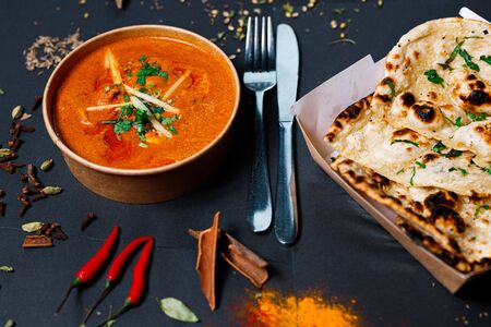 Indian food and spicy spices, stylish photos for the menuの写真素材