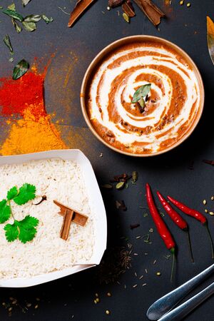 Indian food and spicy spices, stylish photos for the menuの写真素材