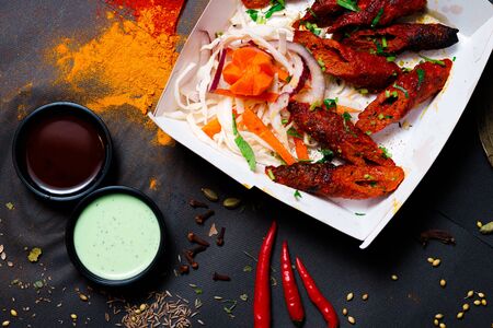Indian food and spicy spices, stylish photos for the menuの写真素材