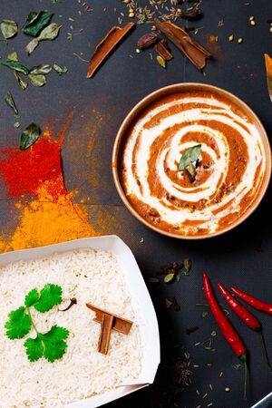 Indian food and spicy spices, stylish photos for the menuの写真素材