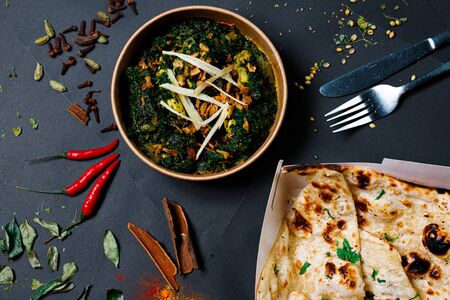Indian food and spicy spices, stylish photos for the menuの写真素材
