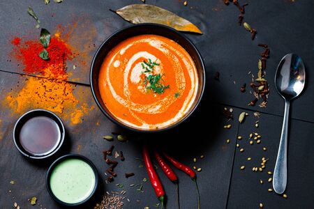 Indian food and spicy spices, stylish photos for the menuの写真素材