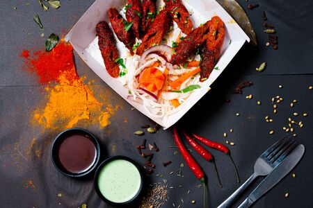 Indian food and spicy spices, stylish photos for the menuの写真素材