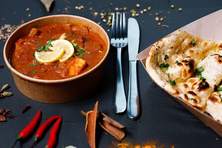 Indian food and spicy spices, stylish photos for the menuの写真素材