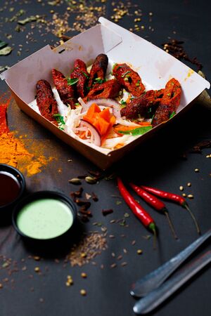 Indian food and spicy spices, stylish photos for the menuの写真素材